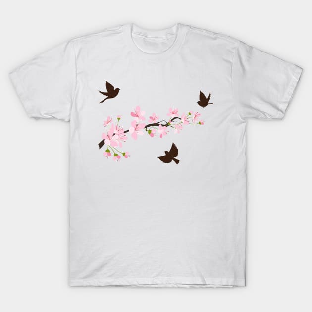 Sakura Birds T-Shirt by SWON Design